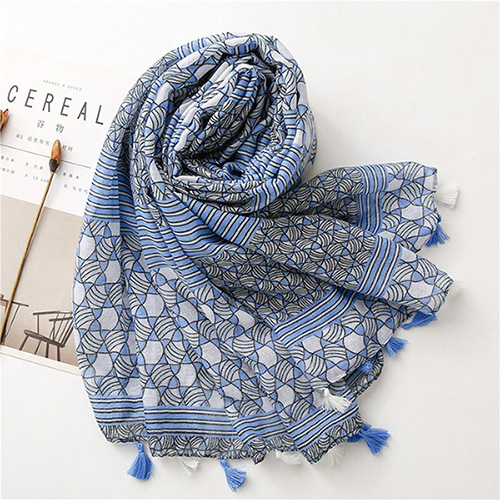 Fashion Blue cotton scarf plaid women travel shawl Wholesale