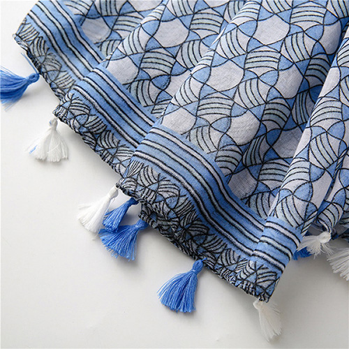 Fashion Blue cotton scarf plaid women travel shawl Wholesale