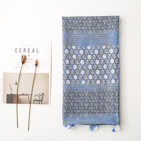 Fashion Blue cotton scarf plaid women travel shawl Wholesale