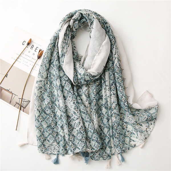 UK geometric rhombus women cotton scarf supply cheap wholesale