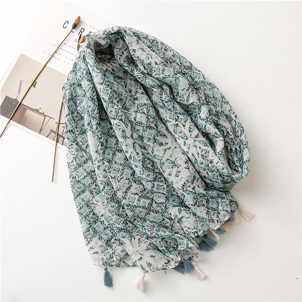UK geometric rhombus women cotton scarf supply cheap wholesale