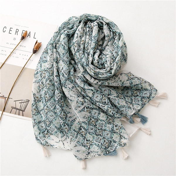 UK geometric rhombus women cotton scarf supply cheap wholesale