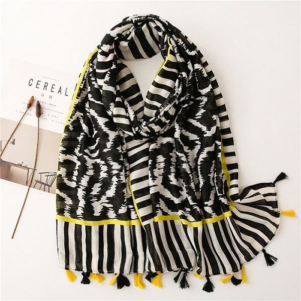 Greece leopard zebra pattern cotton linen scarf women beach towel scarf