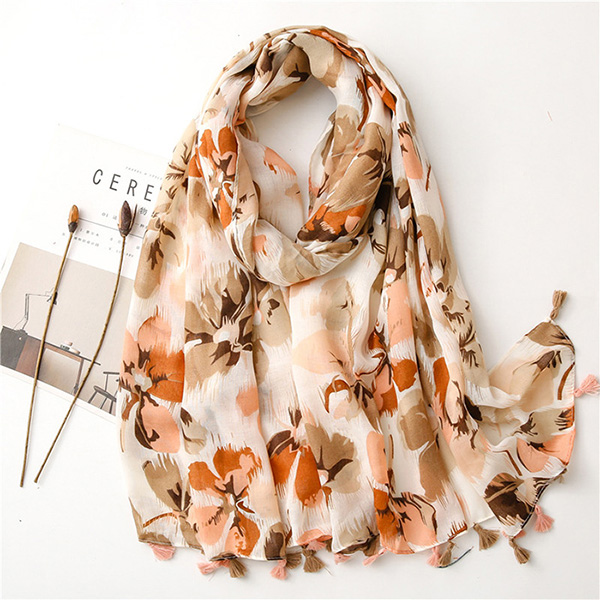 German butterfly flower cashew flower cotton linen scarf women