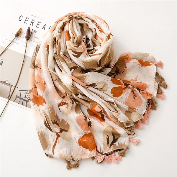 German butterfly flower cashew flower cotton linen scarf women