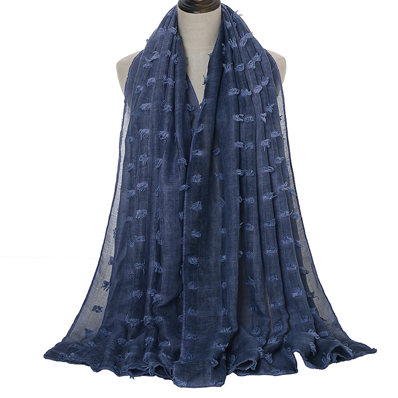 wholesale scarf suppliers cotton plaid dirty dyed wool ball scarf