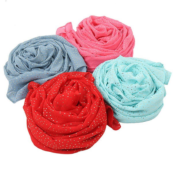 wholesale scarves and accessories bronzing pearl chiffon small dots ladies scarf