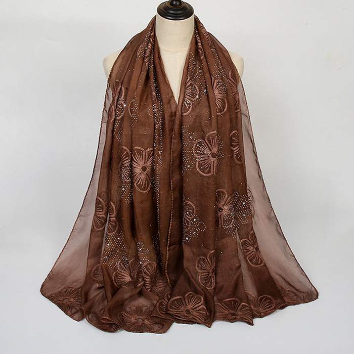 Exquisite embroidery hot rhinestone solid color ladies hufflepuff scarf