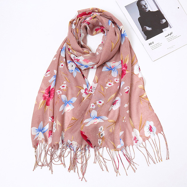 Printed fringed shawl encrypted veil crochet scarf