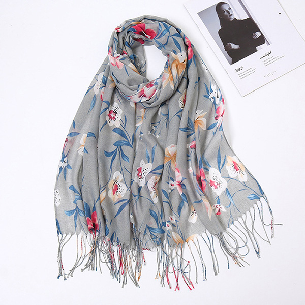 Printed fringed shawl encrypted veil crochet scarf