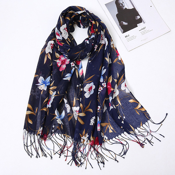 Printed fringed shawl encrypted veil crochet scarf