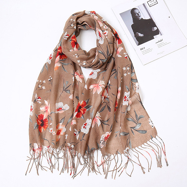 Printed fringed shawl encrypted veil crochet scarf