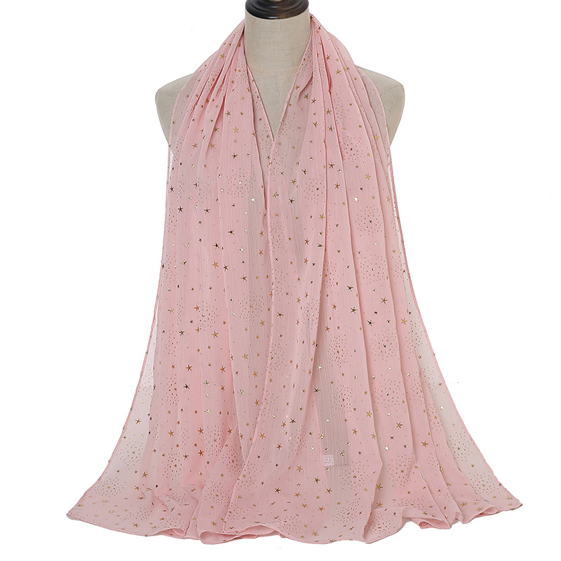 Star Bronzing Pearl Chiffon Scarf Malaysia Ladies Headscarf