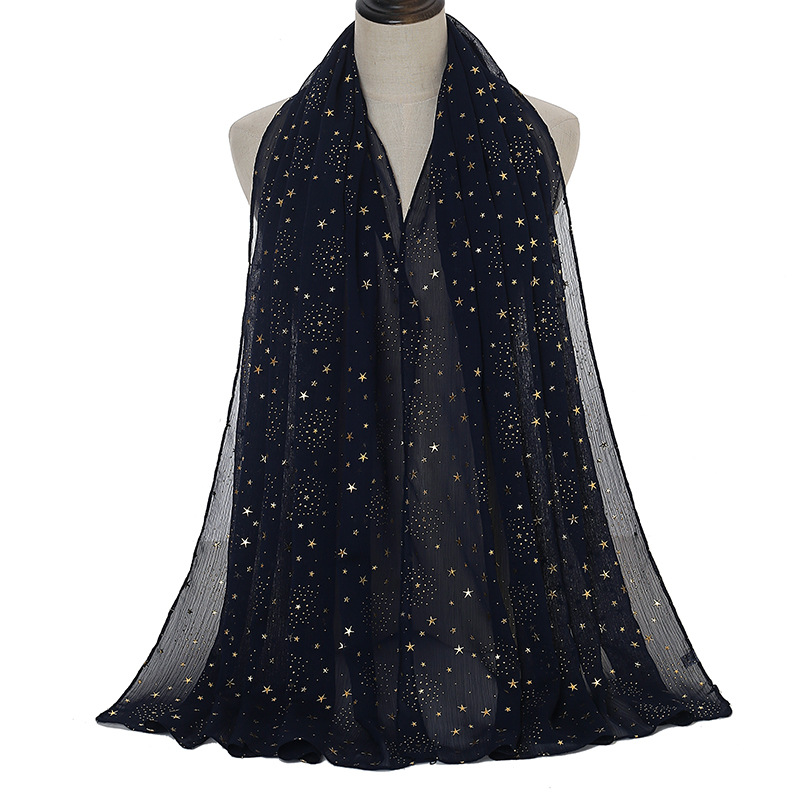 Star Bronzing Pearl Chiffon Scarf Malaysia Ladies Headscarf