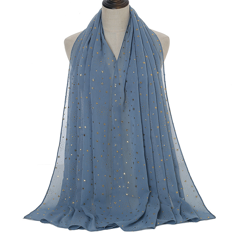 Star Bronzing Pearl Chiffon Scarf Malaysia Ladies Headscarf