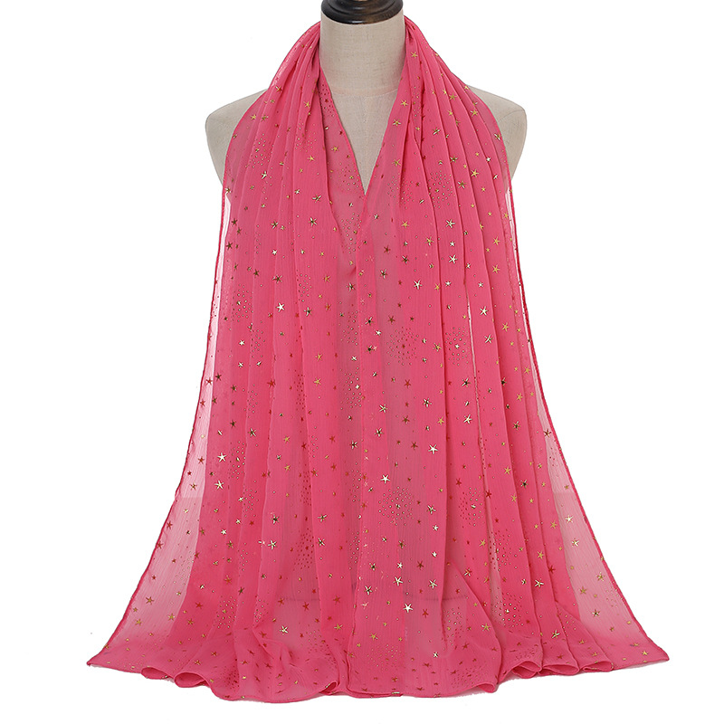 Star Bronzing Pearl Chiffon Scarf Malaysia Ladies Headscarf