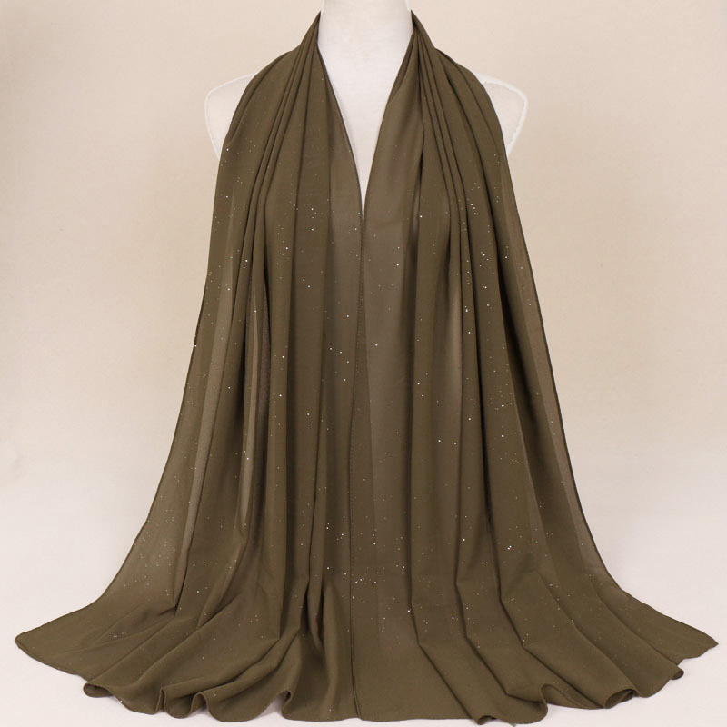 Pure color bronzing chiffon scarf women shawl pearl chiffon scarf