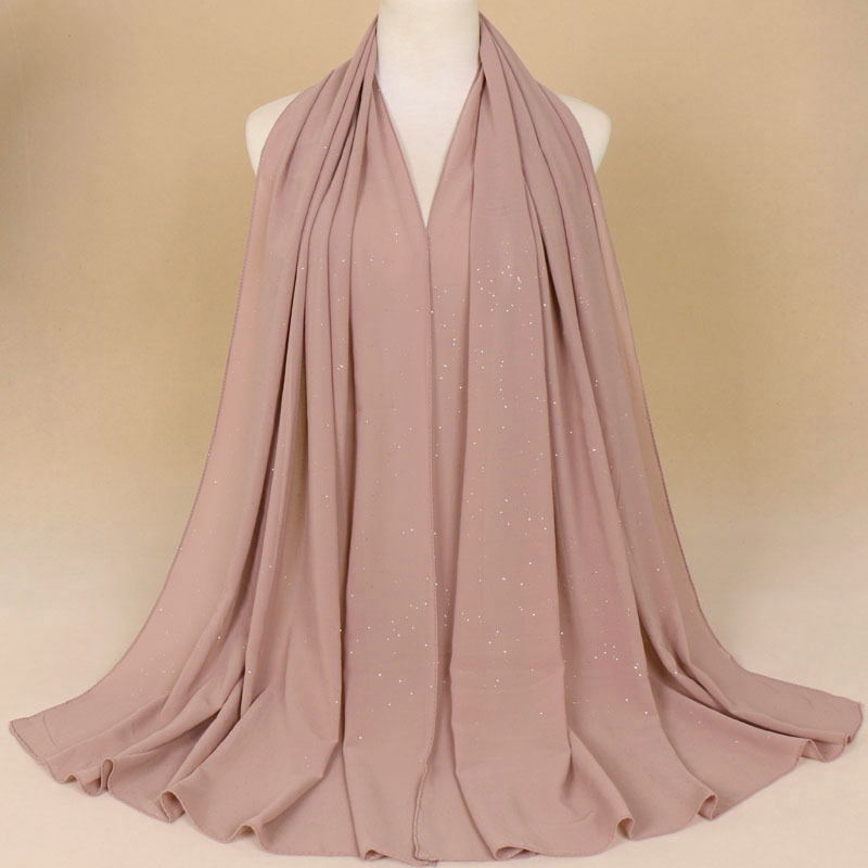Pure color bronzing chiffon scarf women shawl pearl chiffon scarf