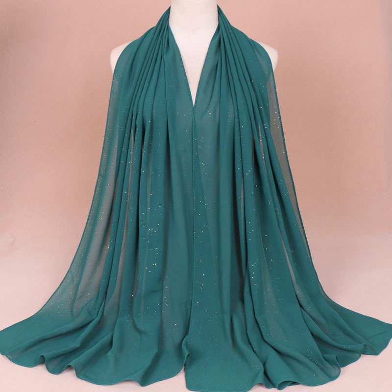 Pure color bronzing chiffon scarf women shawl pearl chiffon scarf