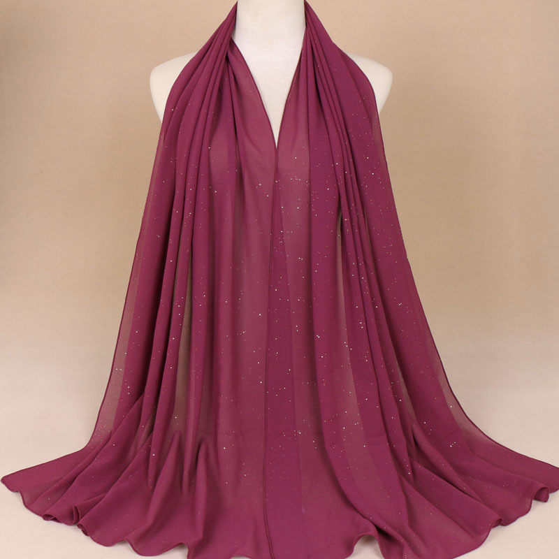 Pure color bronzing chiffon scarf women shawl pearl chiffon scarf