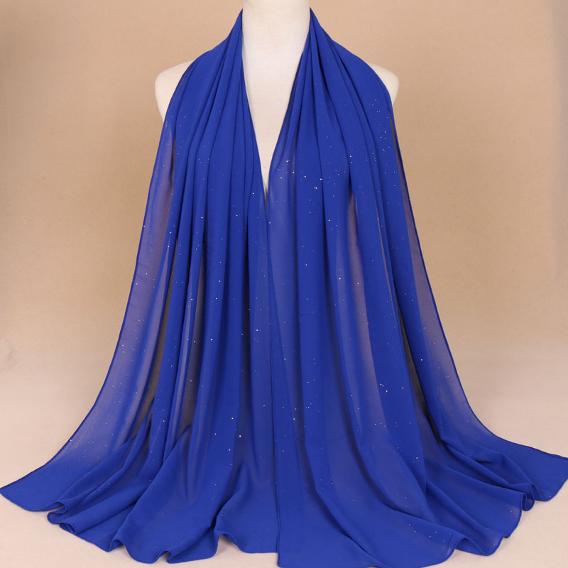 Pure color bronzing chiffon scarf women shawl pearl chiffon scarf