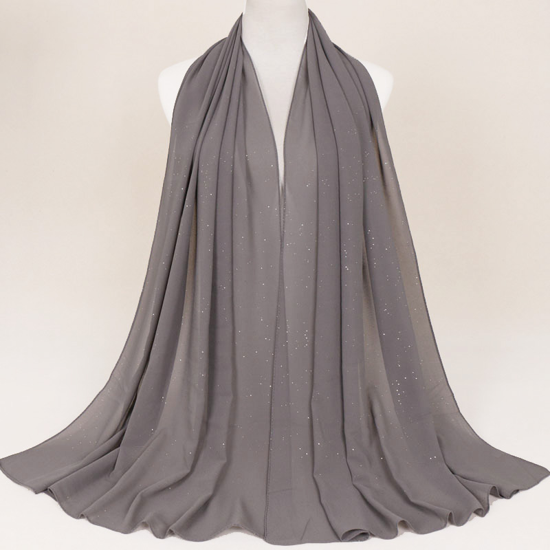 Pure color bronzing chiffon scarf women shawl pearl chiffon scarf