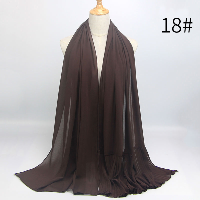 Pearl Chiffon Pleated Monochrome Crinkled Stitching Malaysian Headscarf