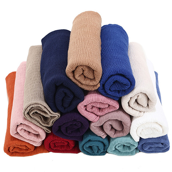 Hijab turban scarf solid color cotton crimped cotton scarf factory supply