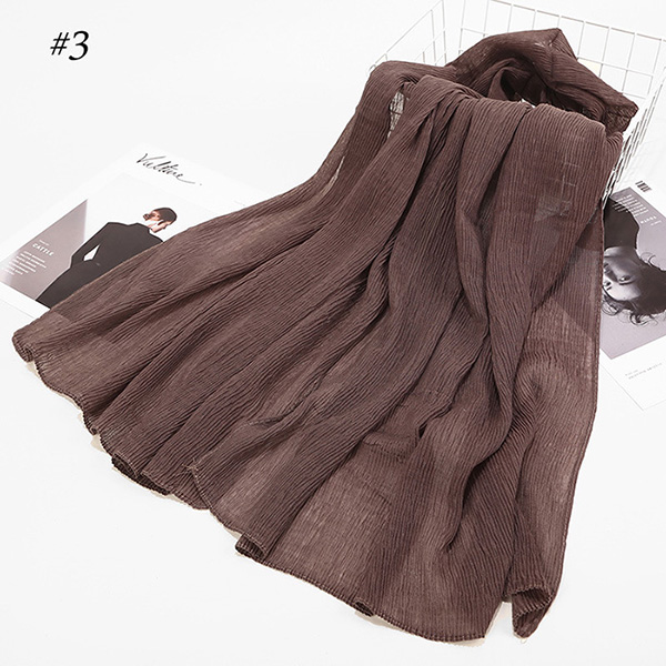 Hijab turban scarf solid color cotton crimped cotton scarf factory supply