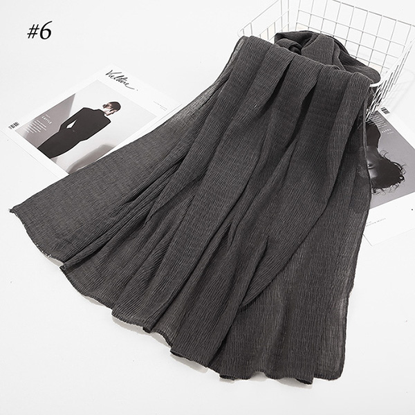 Hijab turban scarf solid color cotton crimped cotton scarf factory supply