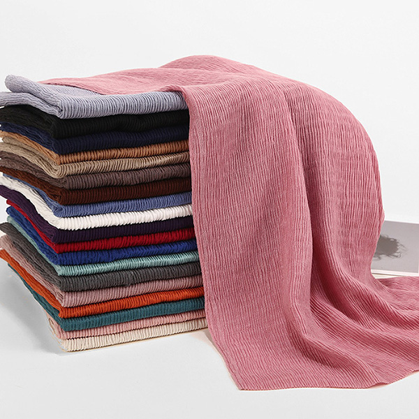 Hijab turban scarf solid color cotton crimped cotton scarf factory supply