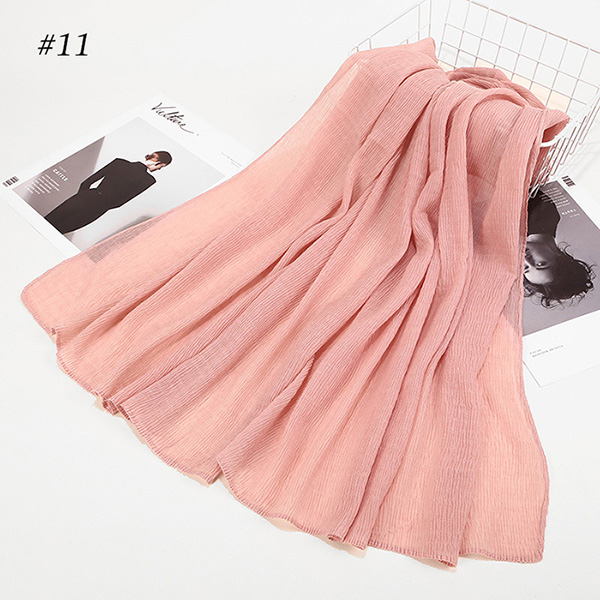 Hijab turban scarf solid color cotton crimped cotton scarf factory supply