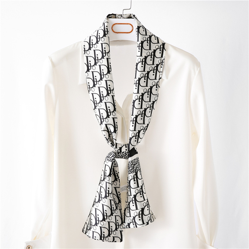 Letter scarf long ribbon women tie silk scarf necktie