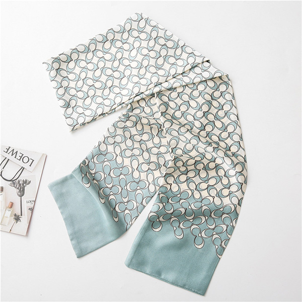 Blue Silk Scarf Long Tie Scarf Women Polka Dot Scarves Supply