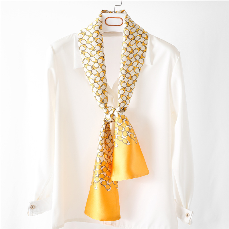 Blue Silk Scarf Long Tie Scarf Women Polka Dot Scarves Supply