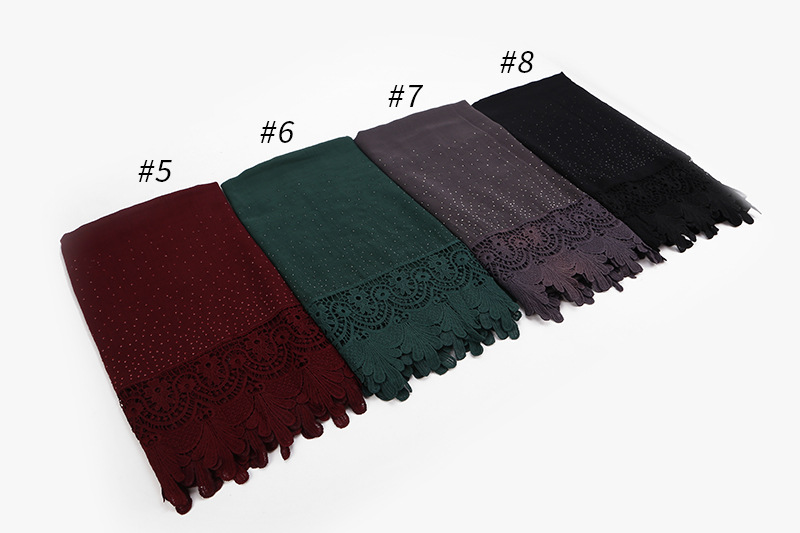 Malaysia Pure Color Cotton Lace Dot Rhinestone Scarf Headband Shawl
