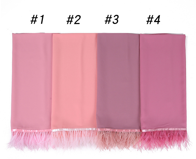 Pearl Chiffon Headscarf Ostrich Feather Scarf Women Chiffon Scarf