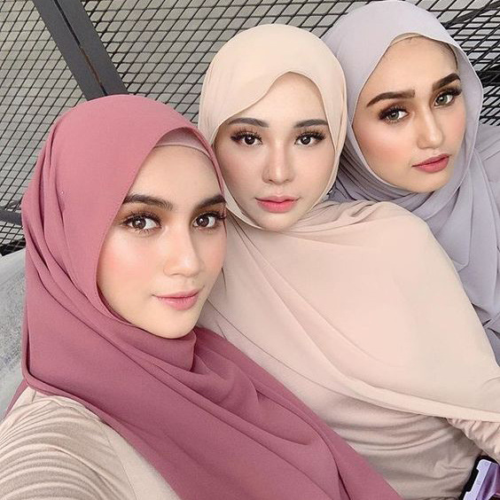 Muslim pearl chiffon scarf turban women hijab scarves