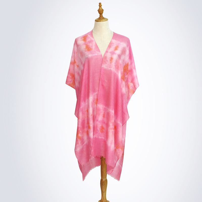 China Women Tie Dye Scarf Polyester Big Shawl Red Scarves