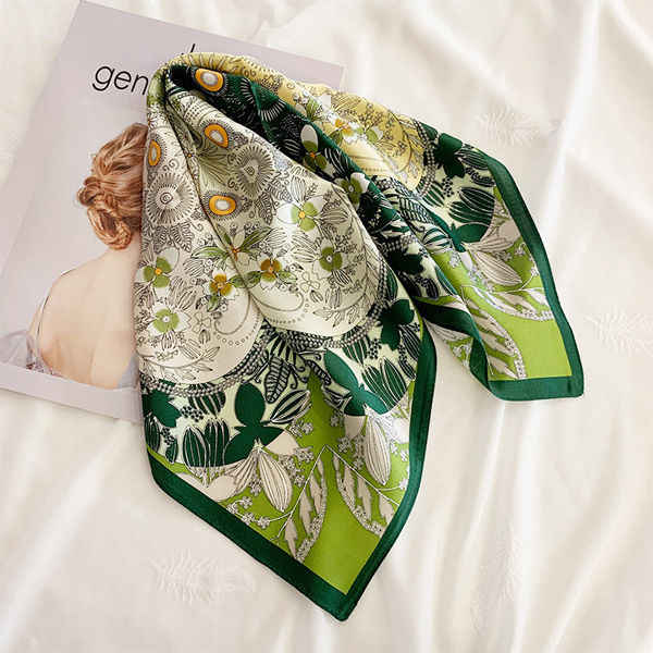 Silk satin scarf printing 70cm square scarf feminine sunscreen silk scarf
