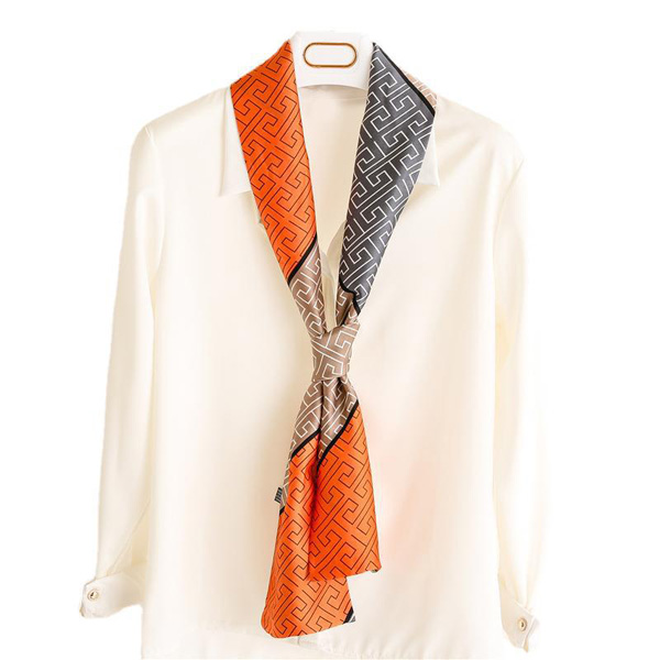 Geometric contrast color hair tie suit tie scarf women scarf