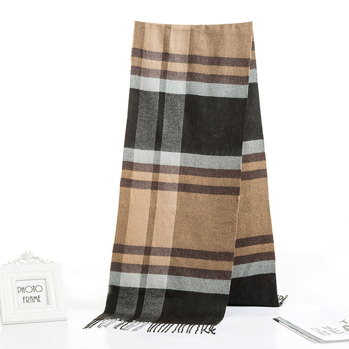 Plaid men scarf supplier cashmere scarf fringed bib wholesale canada