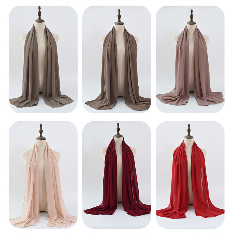 Muslim Scarf Pearl Chiffon Scarf Pure Color Bubble Scarf Malaysia Hijab Scarf Supply