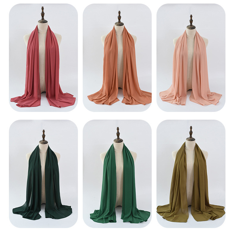 Muslim Scarf Pearl Chiffon Scarf Pure Color Bubble Scarf Malaysia Hijab Scarf Supply