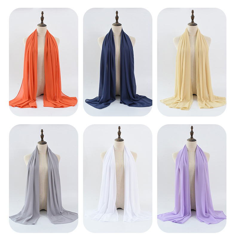 Muslim Scarf Pearl Chiffon Scarf Pure Color Bubble Scarf Malaysia Hijab Scarf Supply