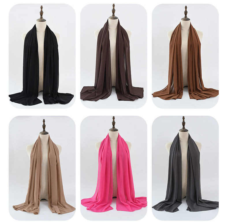 Muslim Scarf Pearl Chiffon Scarf Pure Color Bubble Scarf Malaysia Hijab Scarf Supply