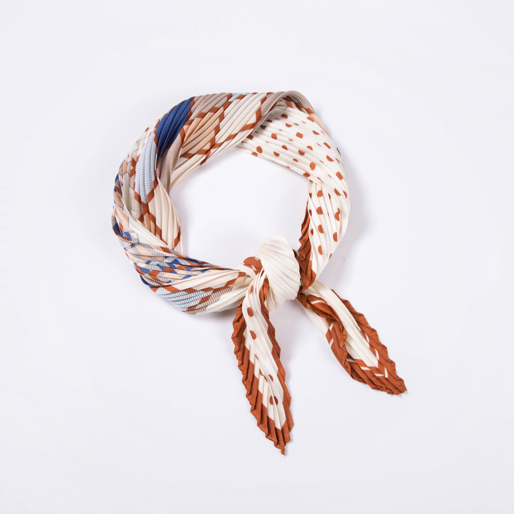 Silk scarf female east pressed wrinkle decoration 70cm scarf silk pleated tie scarves
