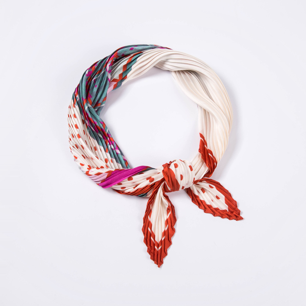 Silk scarf female east pressed wrinkle decoration 70cm scarf silk pleated tie scarves