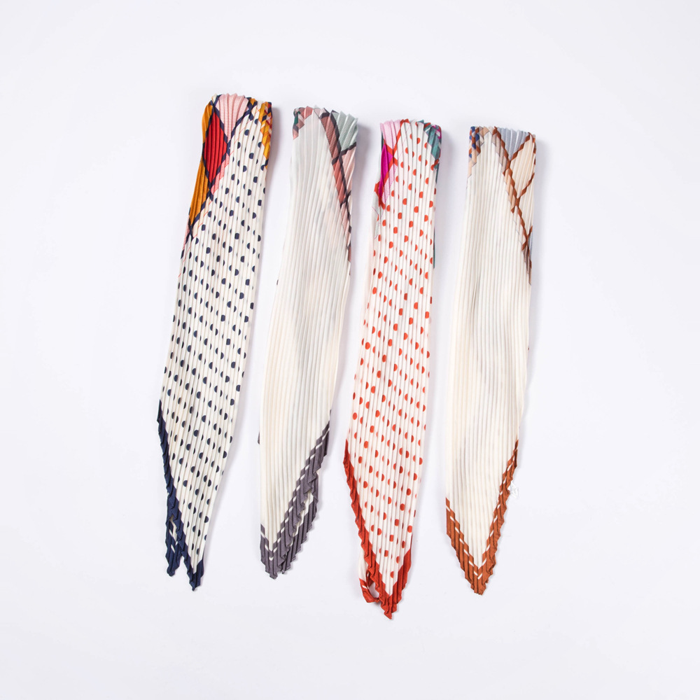 Silk scarf female east pressed wrinkle decoration 70cm scarf silk pleated tie scarves