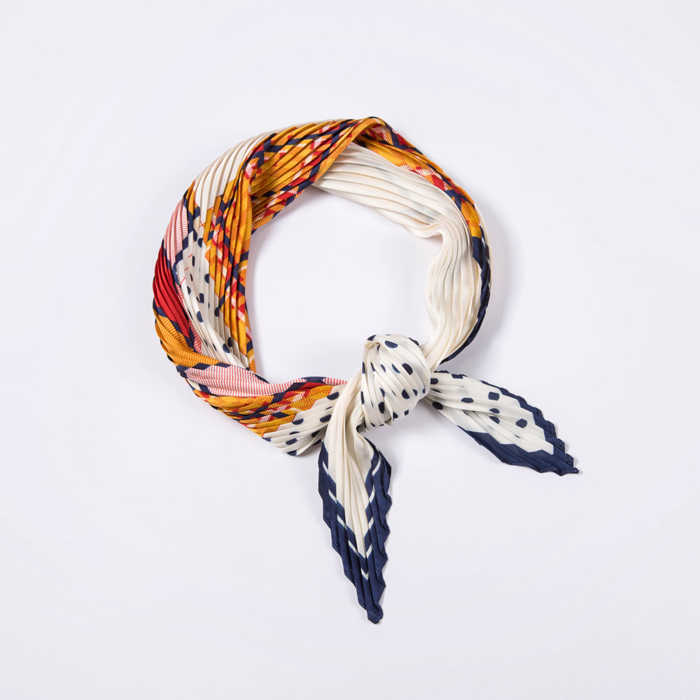 Silk scarf female east pressed wrinkle decoration 70cm scarf silk pleated tie scarves
